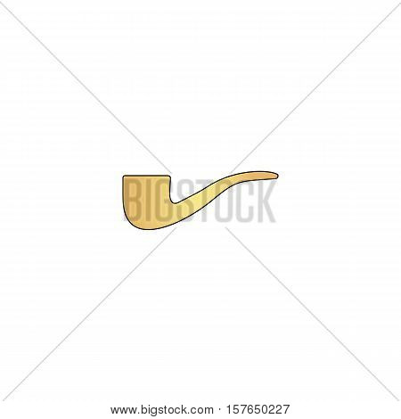 Tobacco pipe Gold vector icon with black contour line. Flat computer symbol