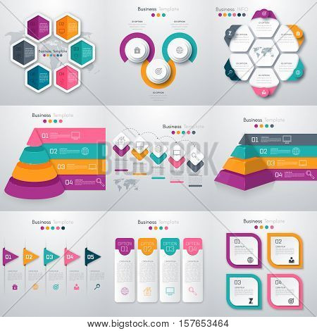 Set with infographics. Data and information visualization. Template. Stock vector