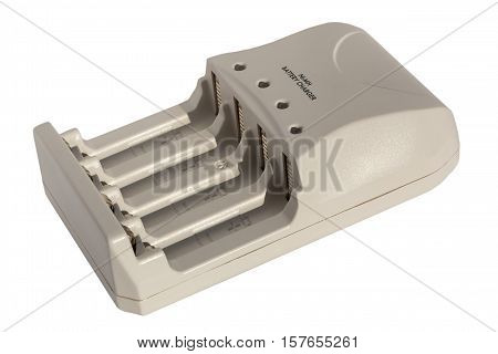 Closeup image of AA/AAA accumulator battery charger, isolated on white background