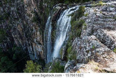 Looking down a waterfall in Nimbin, Australia