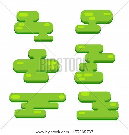 set of vector pixel Islands in flat style