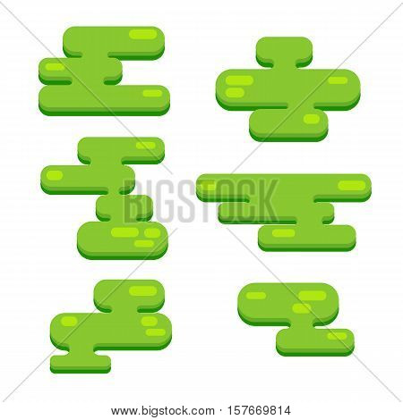 set of vector pixel Islands in flat style
