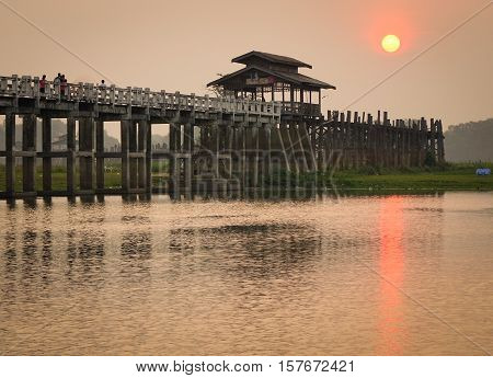 Lake Scene With The Ubein Bridge