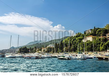 Herceg Novi.Montenegro.02 june 2015.Seaport with yachts in the town of Herceg Novi.