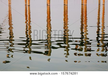 Lake Scene With The Ubein Bridge