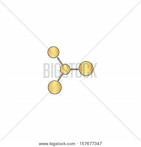Molecule Gold vector icon with black contour line. Flat computer symbol