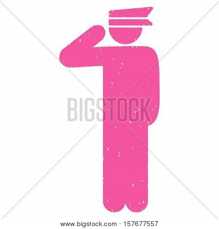 Police Officer grainy textured pink icon for overlay watermark stamps. Flat symbol with dust texture. Dotted vector ink rubber seal stamp with grunge design on a white background.