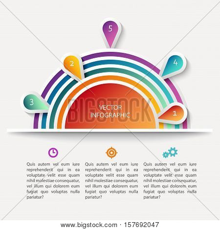 Vector infographic scheme with colorful circles, data display concept with text, bright colors