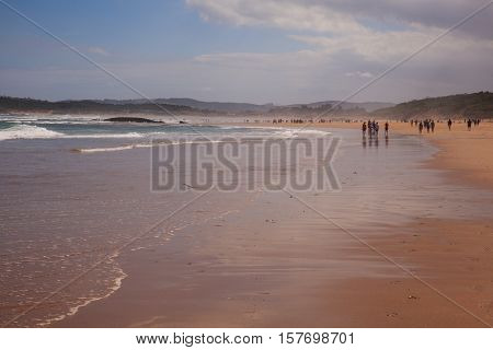 SANTANDER SPAIN - AUGUST 20: View of El Puntal beach in Somo on August 20 2016