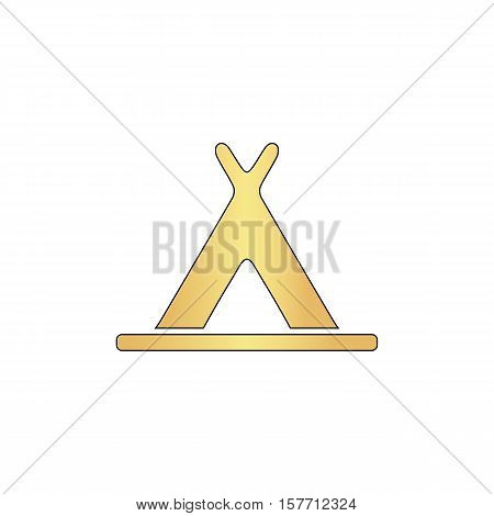 Wigwam Gold vector icon with black contour line. Flat computer symbol