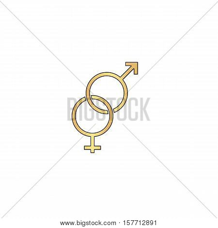 Gender Gold vector icon with black contour line. Flat computer symbol