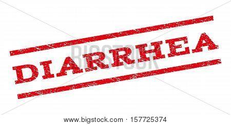 Diarrhea watermark stamp. Text caption between parallel lines with grunge design style. Rubber seal stamp with unclean texture. Vector red color ink imprint on a white background.