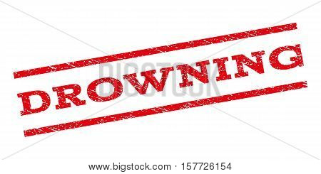 Drowning watermark stamp. Text tag between parallel lines with grunge design style. Rubber seal stamp with unclean texture. Vector red color ink imprint on a white background.