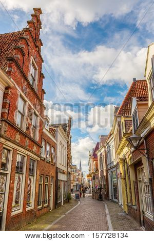 Pictureseque Shopping Street In Enkhuizen, Netherlandspictureseque Shopping Street In Enkhuizen, Net