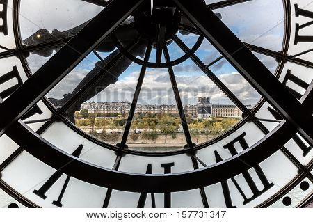 View Through The Giant Clock Of The Musee Dorsay In Paris