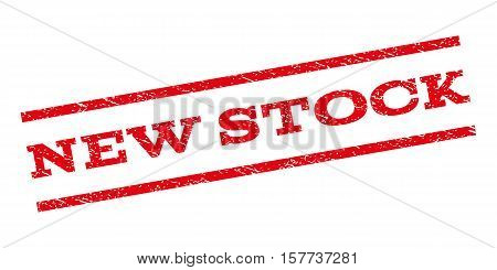 New Stock watermark stamp. Text caption between parallel lines with grunge design style. Rubber seal stamp with scratched texture. Vector red color ink imprint on a white background.