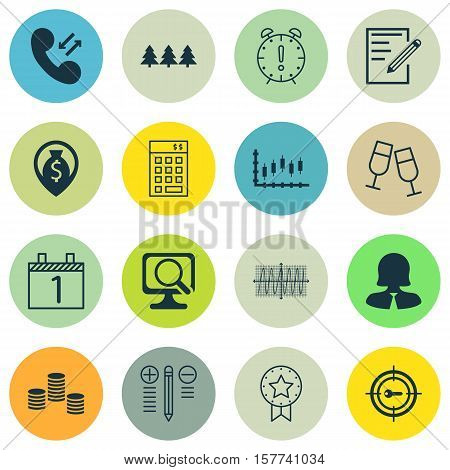 Set Of 16 Universal Editable Icons. Can Be Used For Web, Mobile And App Design. Includes Icons Such