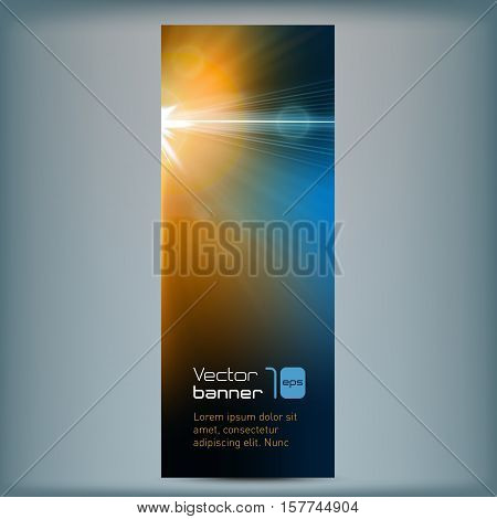 Modern banner with abstract background and flair. Vector illustration. Vertical template