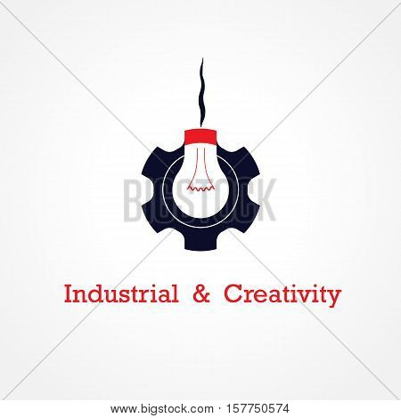 Creative light bulb and gear abstract vector design banner template. Corporate business industrial creative logotype symbol. Business and industrial concept.Vector illustration