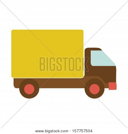 transport truck with yellow wagon and wheels vector illustration