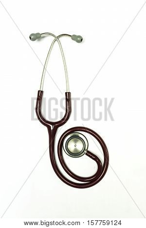 Stethoscope for listen to lung sound on the white background.