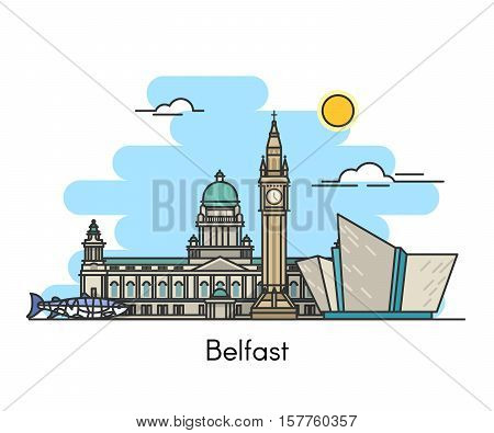 Skyline panorama of Belfast. Belfast, Northern Ireland, United Kingdom