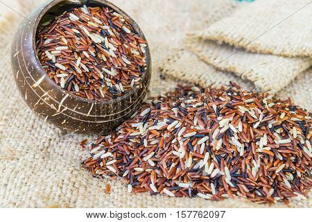Jasmine rice Brown rice Red rice Mixed rice and Riceberry rice.