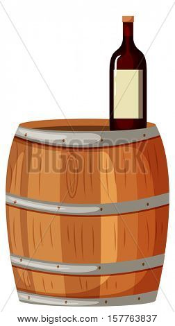 Wooden berrel and red wine illustration