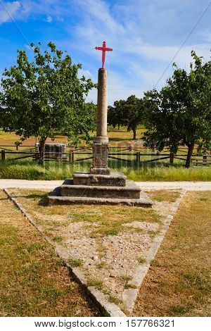 Via de la Plata way cross to Santiago in Dehesas of Spain at Extremadura