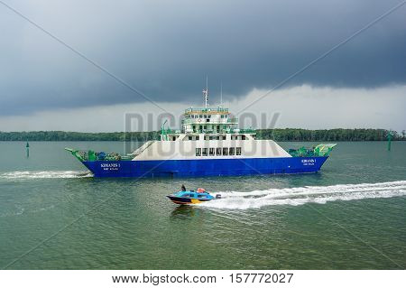 Menumbok,Sabah-May 4,2016:Ferryboats and speedboats passenger in Menumbok,Sabah on 4th May 2016.There is a daily ferry and speedboat service between Menumbok,Sabah and Labuan Pearl Of Borneo.