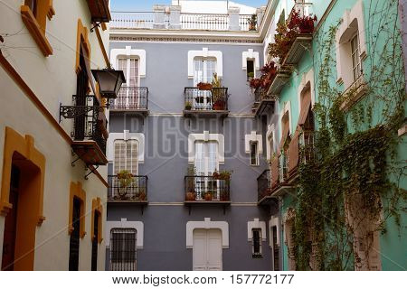 Seville Macarena barrio facades in Sevilla Spain