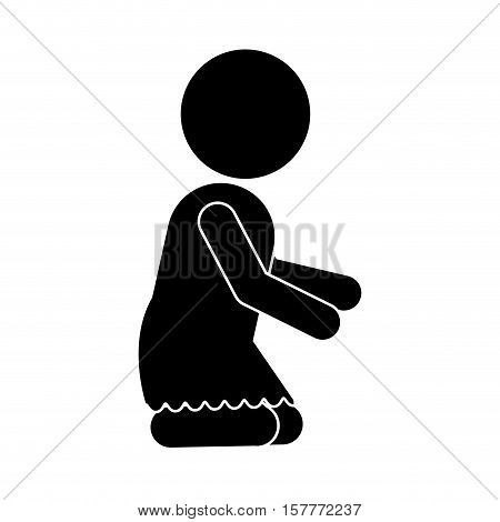 pictogram of little baby girl kneeling vector illustration
