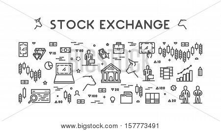 Vector line web concept stock exchange. Linear symbol commodity exchange.