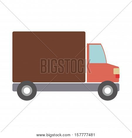 transport truck with vagon and wheels vector illustration