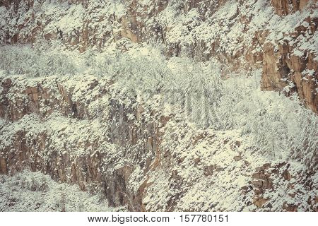 snow-covered slopes of the granite quarry filter natural background