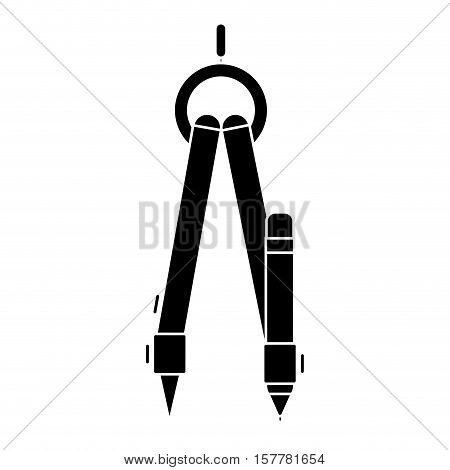 black silhouette compass with pencil vector illustration