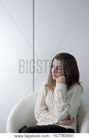 Portrait Of Adolescent With Long Chestnut Hair