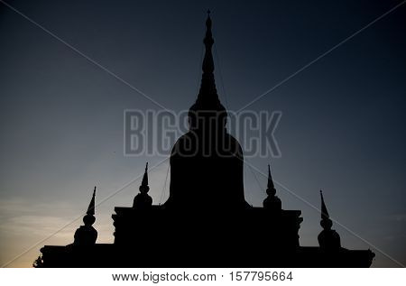 Nadun Pagoda silhouette temple,Silhouette temple in Thailand