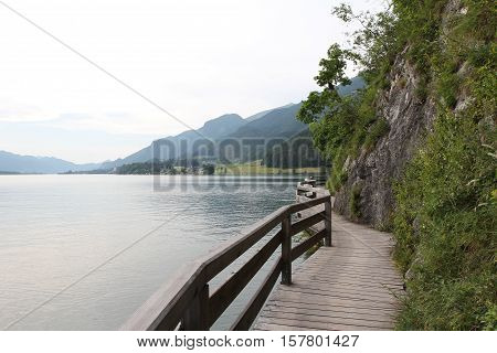 Wolfgangsee / Mountain lake in the Alps.