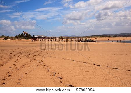 View of the El Puntal beach in Somo Santander. Spain