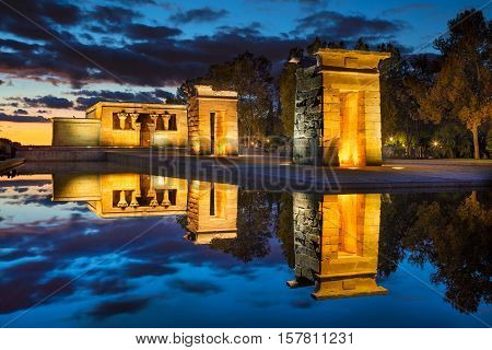 Madrid. Image of Temple of Debod in Madrid , Spain during sunset.