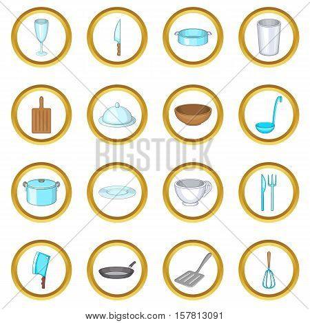 Basic dishes vector set in cartoon style isolated on white background