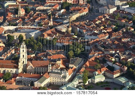 Aerial view of Vilnius Old Town Lithuania. In 1994 the Vilnius Old Town was included in the UNESCO World Heritage List.
