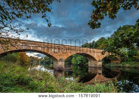 Bellingham Bridge over North Tyne, at the Market Town in Northumberland, which is the first town on the river below Kielder Reservoir
