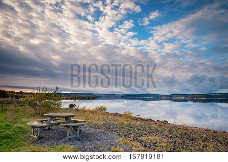 Kielder Reservoir Picnic, in Kielder Water and Forest Park,
Northumberland, which has the largest man made lake in Northern Europe. The reservoir sits in the North Tyne Valley with the river flowing through it