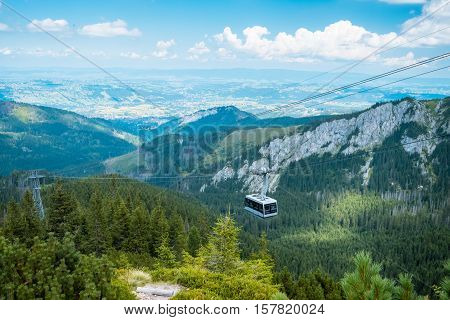 fast mountain cableway in Poland Tatras, Zakopane