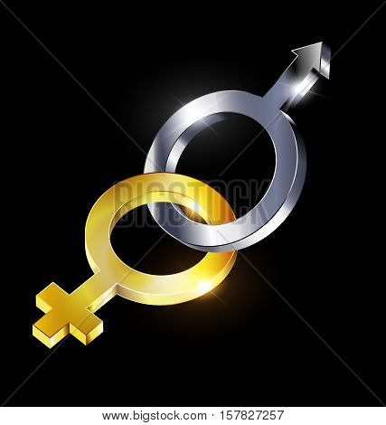 dark background and abstract golden Mirror of Venus and Mars Arrow together