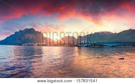 Dramatic Summer Sunrise In The Lecco Lake