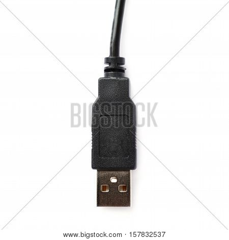 Black USB cable isolated over white background