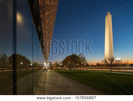 WASHINGTON DC USA - NOVEMBER 18: National Museum of African American History and Culture in Washington DC on November 18 2016. The museum opened on September 24 2016.